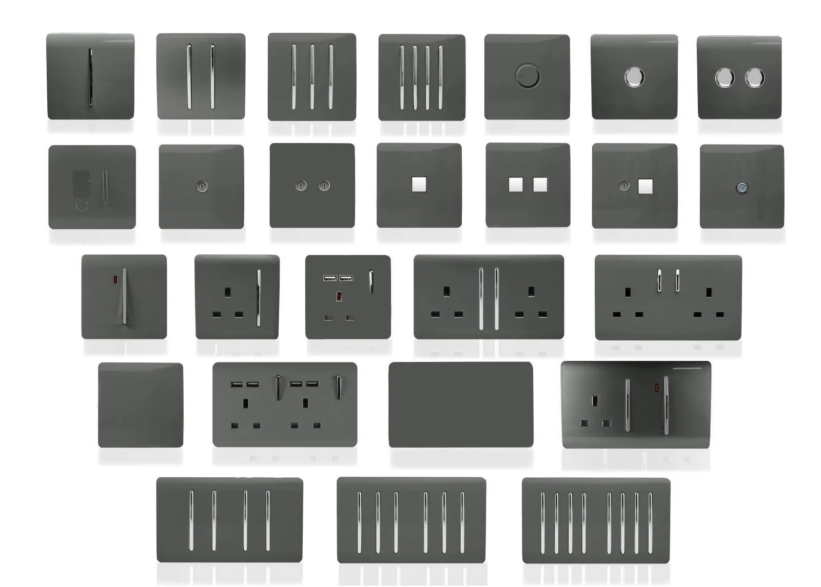 Charcoal Wiring Accessories Trendi Decorative Screwless Charcoal Wiring Accessories Trendi Decorative Screwless